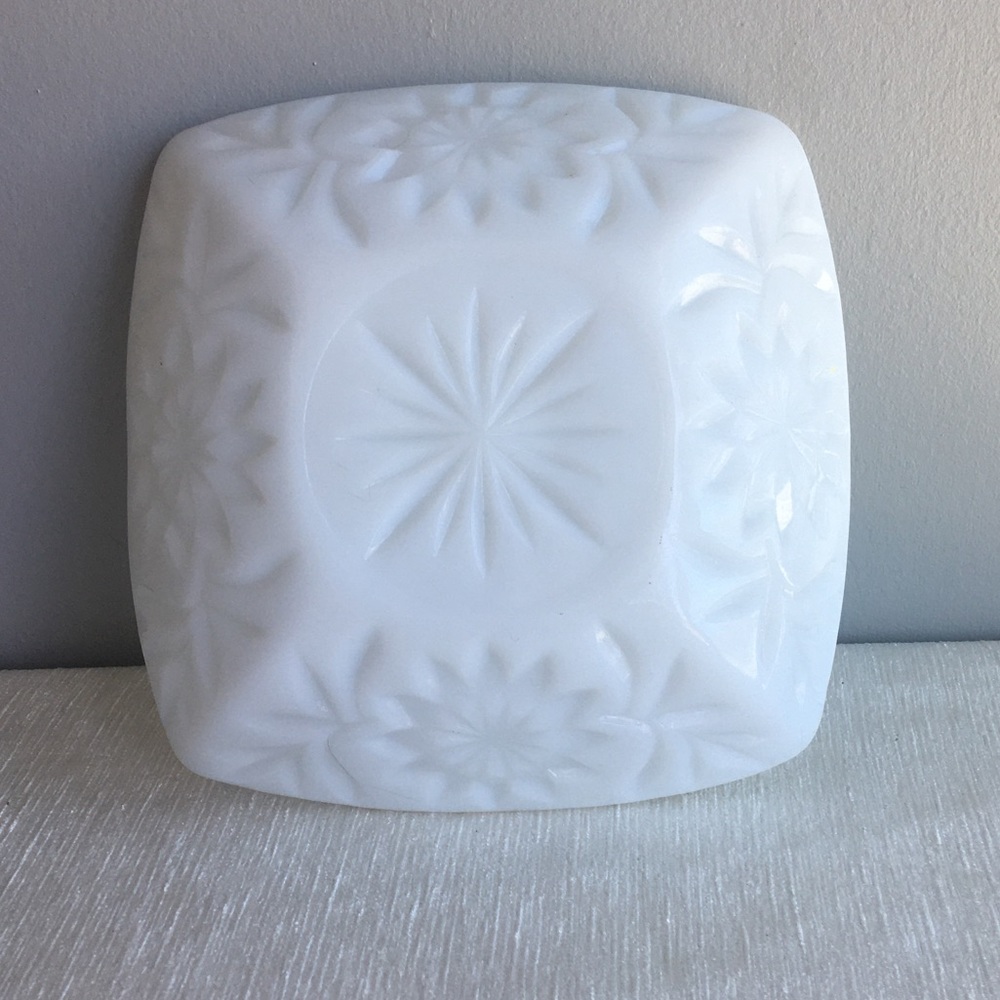 vintage HAZEL ATLAS milk glass dish square